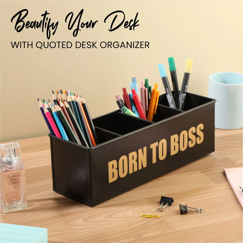 Dudki Born To Boss Stainless Steel Desk Organizer