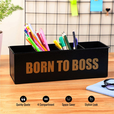 Dudki Born To Boss Stainless Steel Desk Organizer