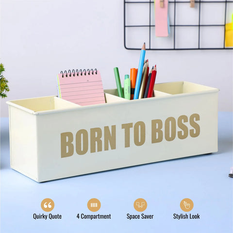 Dudki Born To Boss Stainless Steel Desk Organizer