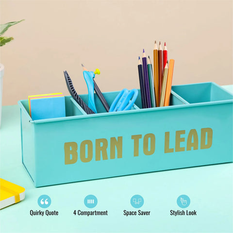 Dudki Born To Lead Stainless Steel Desk Organizer