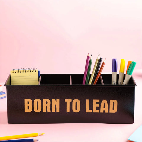 Dudki Born To Lead Stainless Steel Desk Organizer