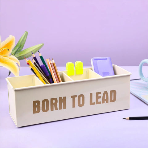 Dudki Born To Lead Stainless Steel Desk Organizer