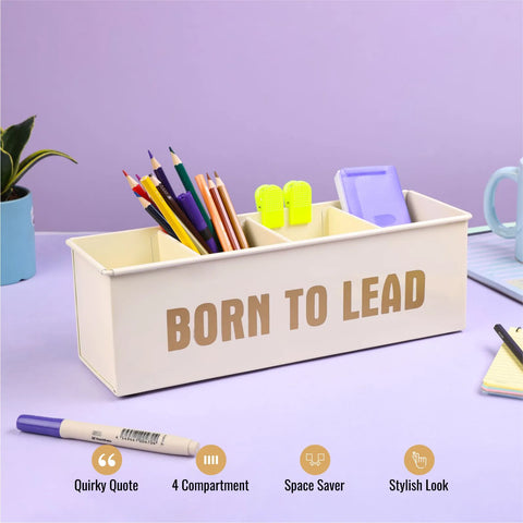 Dudki Born To Lead Stainless Steel Desk Organizer