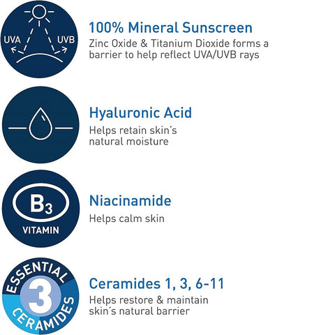 CeraVe 100% Mineral Sunscreen SPF 50 Cream