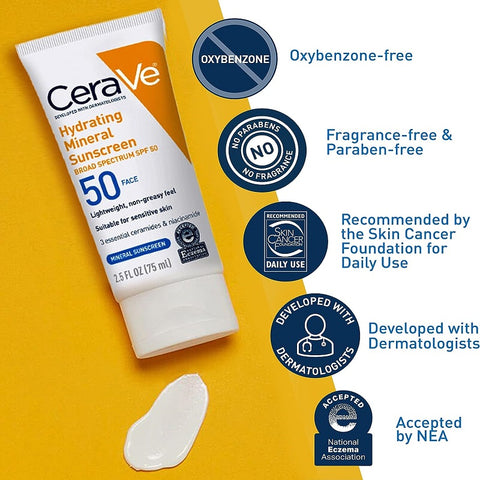 CeraVe 100% Mineral Sunscreen SPF 50 Cream