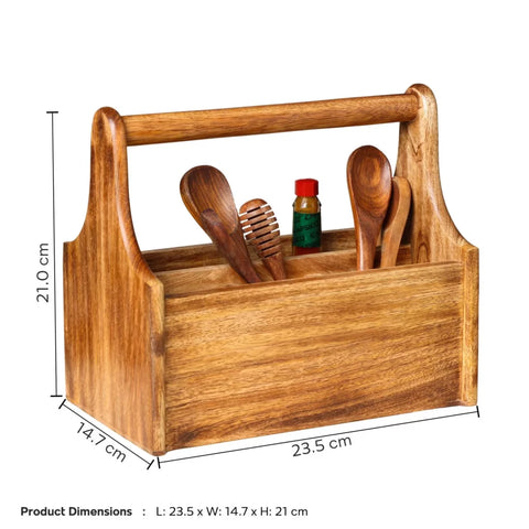 Dudki 4 Compartment Wooden Cutlery Holder