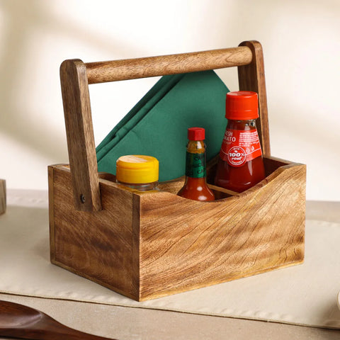 Dudki 4 Compartment Wooden Cutlery Holder