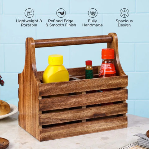 Dudki 4 Compartment Wooden Cutlery Holder