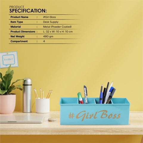 Dudki Girl Boss Stainless Steel Desk Organizer