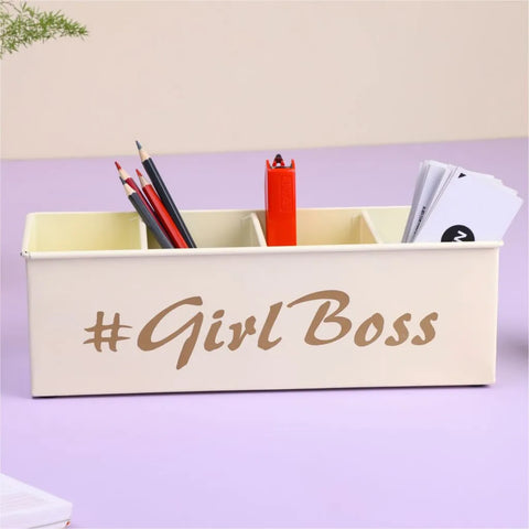 Dudki Girl Boss Stainless Steel Desk Organizer