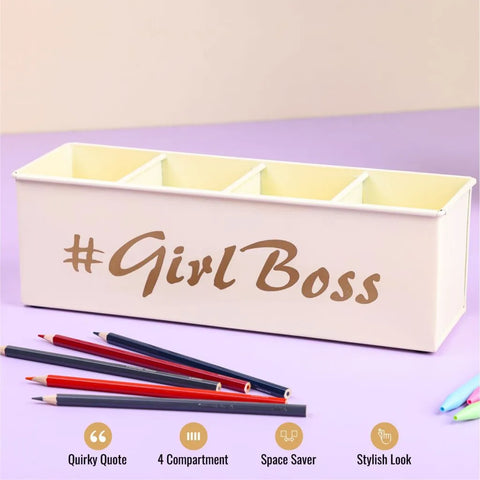 Dudki Girl Boss Stainless Steel Desk Organizer