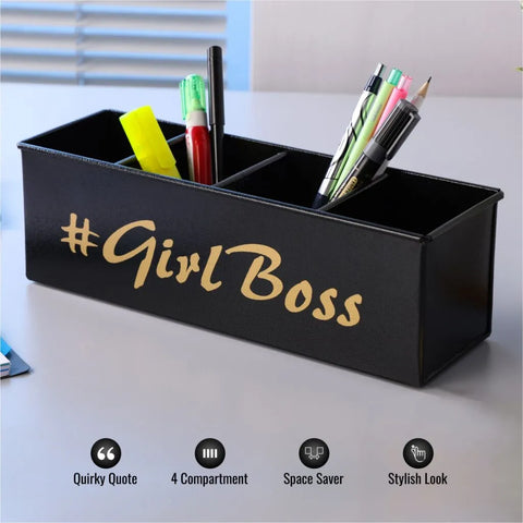 Dudki Girl Boss Stainless Steel Desk Organizer