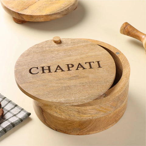 Dudki Handmade Wooden Chapati Box/Casserole