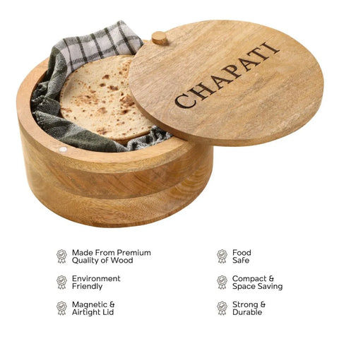 Dudki Handmade Wooden Chapati Box/Casserole