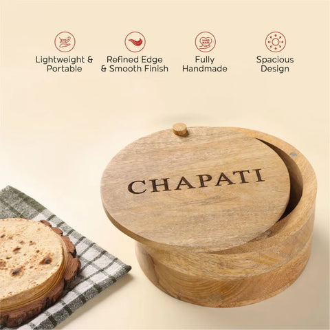 Dudki Handmade Wooden Chapati Box/Casserole