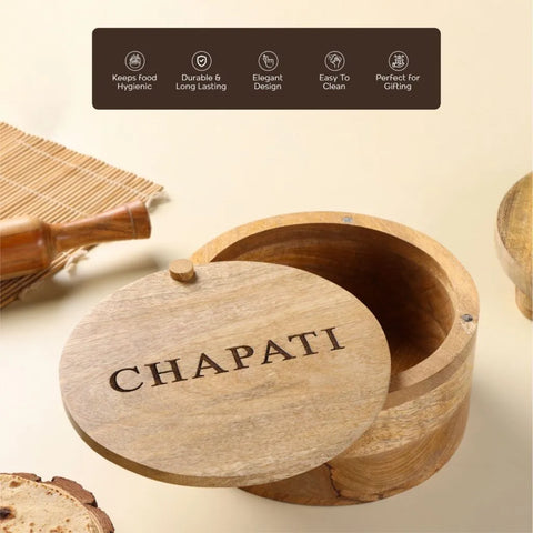 Dudki Handmade Wooden Chapati Box/Casserole