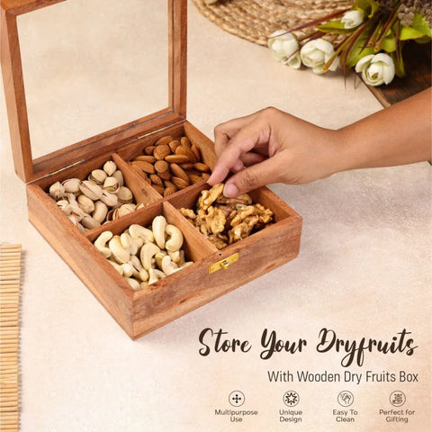 Dudki Handmade Wooden Dry Fruits/Spice Box