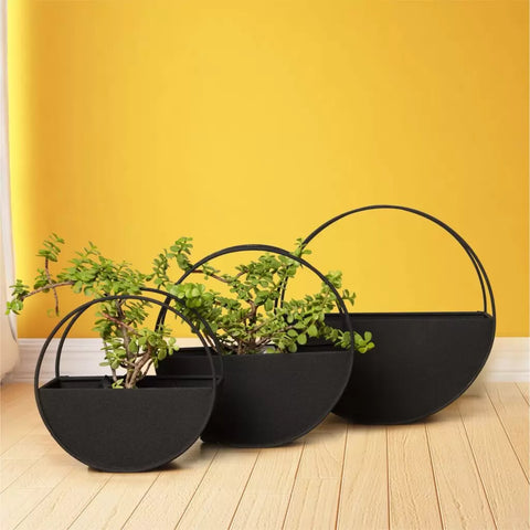 Dudki Metal Round Wall Hanging Planter - Set Of 3