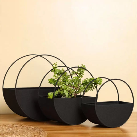 Dudki Metal Round Wall Hanging Planter - Set Of 3