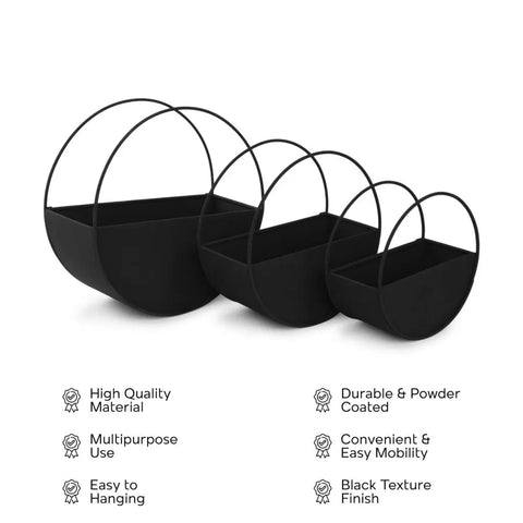 Dudki Metal Round Wall Hanging Planter - Set Of 3