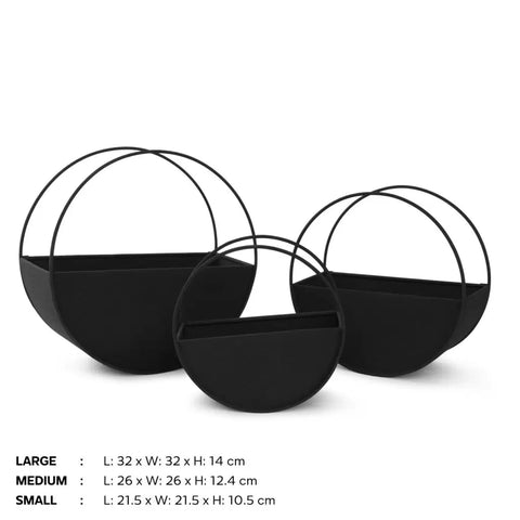 Dudki Metal Round Wall Hanging Planter - Set Of 3