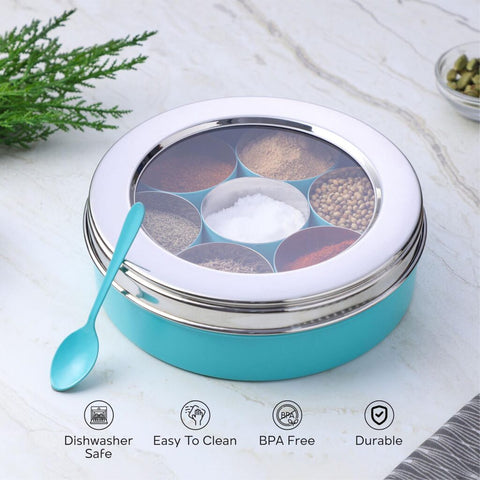 Dudki Stainless Steel Spice Box With 7 Containers