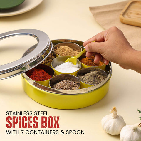 Dudki Stainless Steel Spice Box With 7 Containers