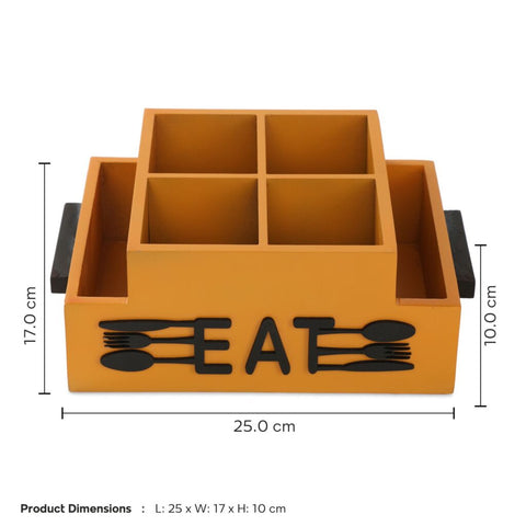 Dudki Wooden 6 Compartment (Eat) Cutlery Holder