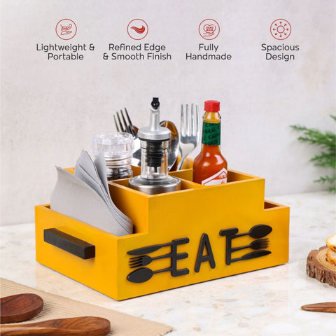 Dudki Wooden 6 Compartment (Eat) Cutlery Holder