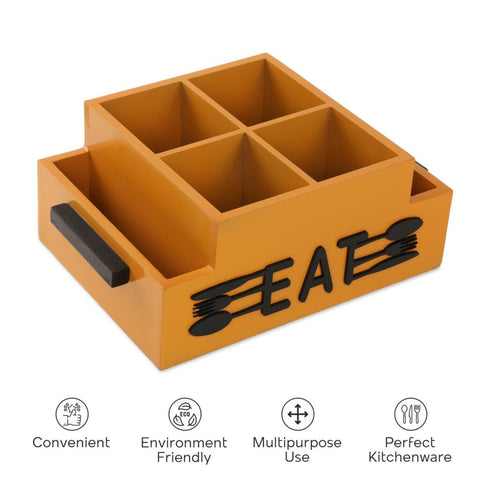 Dudki Wooden 6 Compartment (Eat) Cutlery Holder