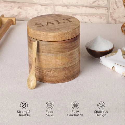 Dudki wooden salt box with magnetic lid