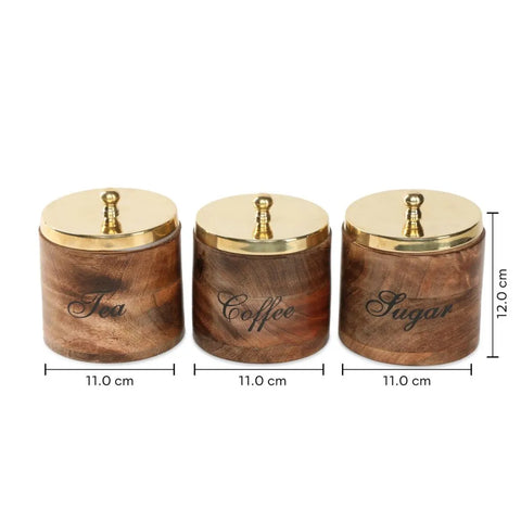 Dudki Wooden Tea, Coffee & Sugar Canister Set of 3