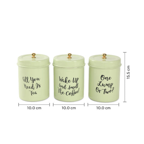 Dudki 800 ml Capacity Stainless Steel Quoted Round Canister-Pack Of 3