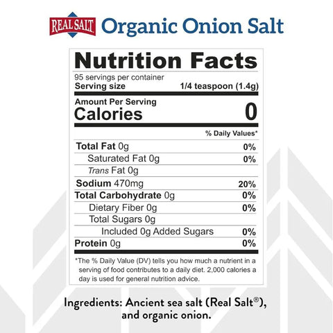 Redmond Organic Onion Real Salt 4.75 oz Bottle