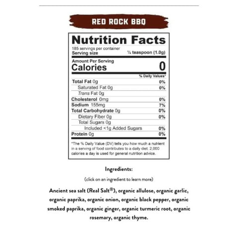 Redmond Real Sea Salt - Red Rock BBQ 6.72oz Shaker