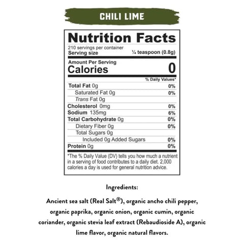 Redmond Real Sea Salt - Natural Unrefined Gluten Free, Chili Lime Shaker 5.64oz