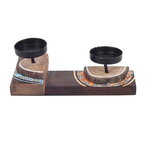 Dudki Abstract Illuminations Wooden Candle Holder