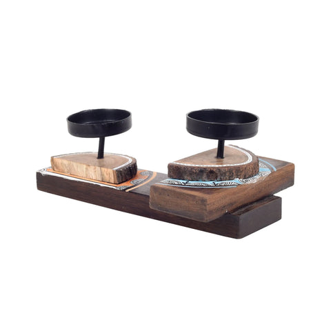 Dudki Abstract Illuminations Wooden Candle Holder