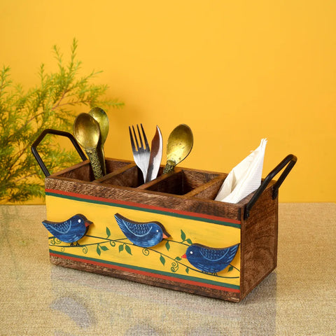 Dudki Love Birds Musturd Cutlery Holder