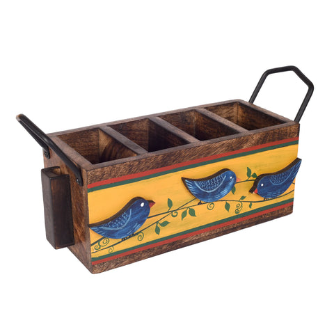 Dudki Love Birds Musturd Cutlery Holder