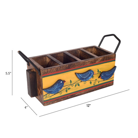 Dudki Love Birds Musturd Cutlery Holder