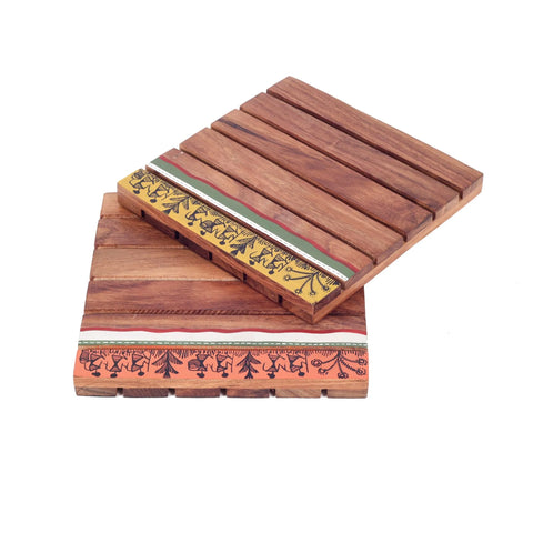 Dudki Rustic Square Wooden Trivets S02