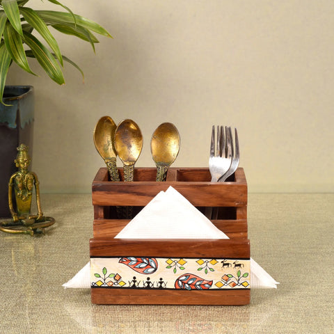 Dudki Warli Life Cutlery Holder Stand