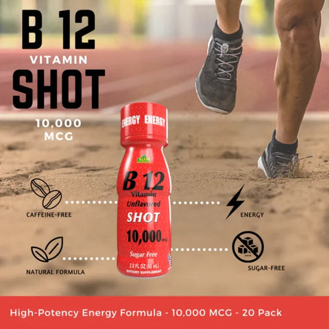 B12 Vitamin Shots with 10,000 MCG - A Pack of 20 Bottles - Life of Riley Supplements Trading LLC