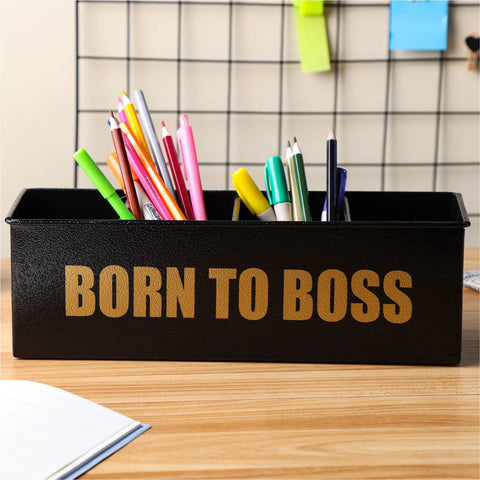 Dudki Born To Boss Stainless Steel Desk Organizer