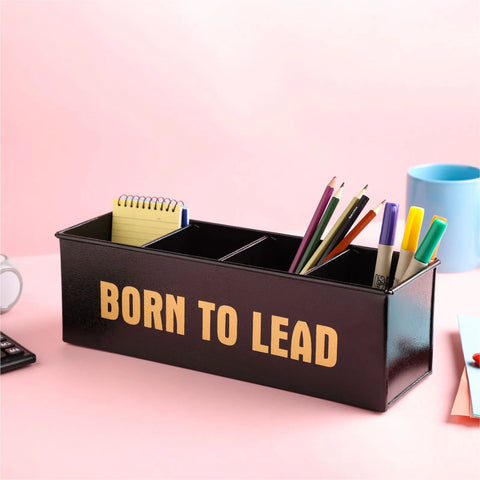 Dudki Born To Lead Stainless Steel Desk Organizer