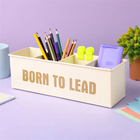 Dudki Born To Lead Stainless Steel Desk Organizer