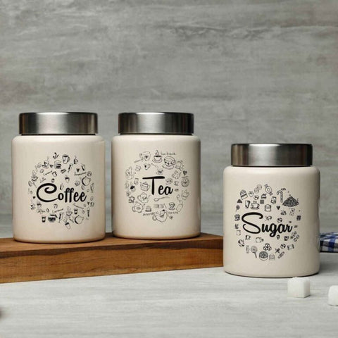 Dudki Iconic Tea Sugar Coffee Canister Set