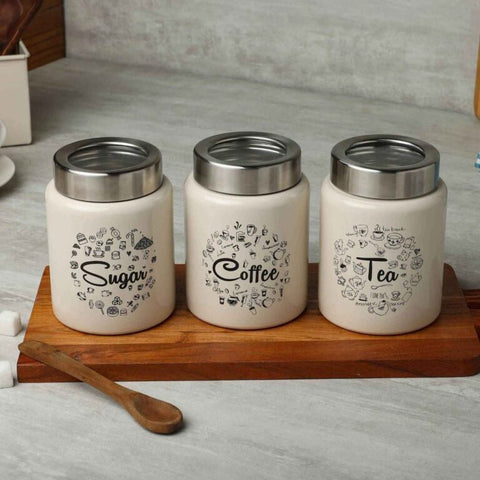 Dudki Iconic Tea Sugar Coffee Canister Set