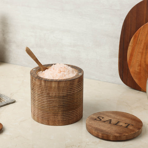 Dudki Wooden Textured Salt Box